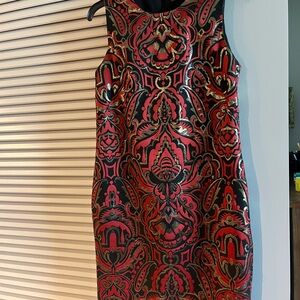 J. McLaughlin Black and Red Patterned Mini Dress